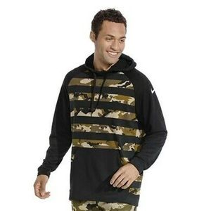 Nike Dri-fit Sweatshirt Pullover Hoodie Black Green Camo Stripe Men’s Large